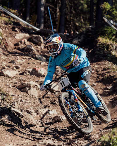 Marcelo Gutierrez Villegas performs at the UCI DH World Championships in Lenzerheide on September 9, 2018.