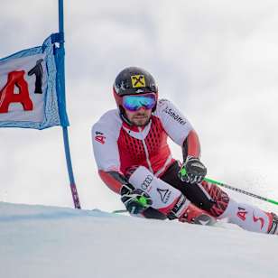 Marcel Hirscher skie lors de l'épreuve de slalom de la Coupe du monde de ski alpin 2018/2019 à Beaver Creek aux États-Unis.