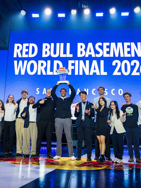 The Top 10 teams of the Red Bull Basement World Final pose onstage for a group portrait in San Francisco, California, USA on June 3, 2026.