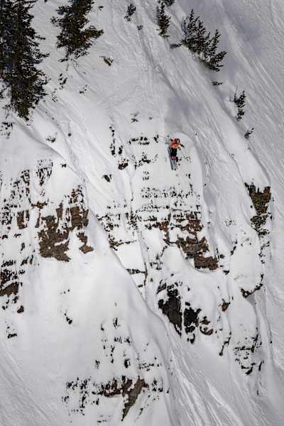 Kristofer Turdell competes during the Freeride World Tour in Golden, Canada on February 7, 2020.