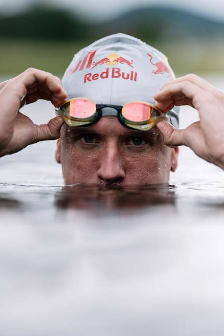 Kristian Blummenfelt seen during a swim in Bergen, Norway on August 7, 2021. 
