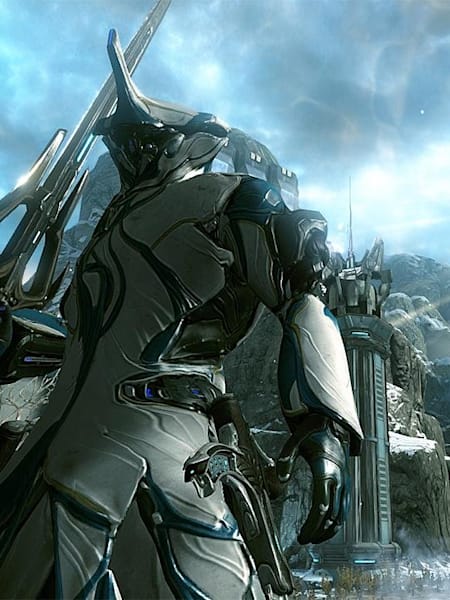 A promotional screenshot of Warframe.