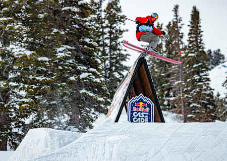 Birk Irving competes at Red Bull Cascade at Solitude Mountain Resort in Utah, United States on March 29, 2024. 