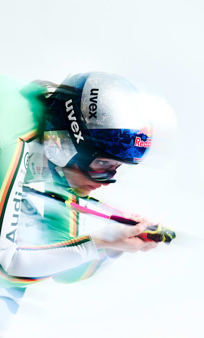 Emma Aicher poses for a portrait in Saalbach, Austria on March 19, 2024.