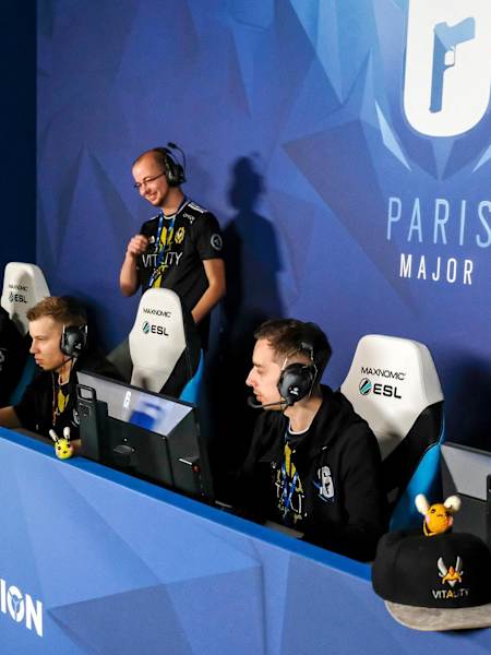 A photo of Rainbow Siege Six pro Esports team Vitality playing at the Paris Major.