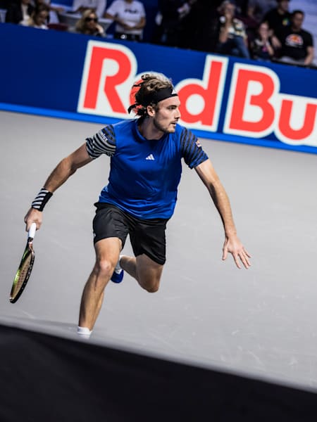 Stefanos Tsitsipas plays tennis at the Erste Bank Open ATP Tournament in Vienna, Austria on October 24, 2023.