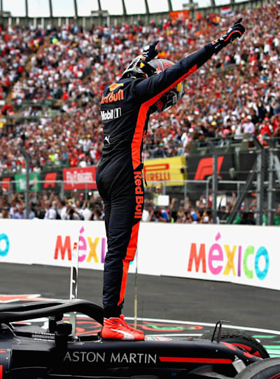 Race winner Max Verstappencelebrates in parc ferme during the Formula One Grand Prix of Mexico at Autodromo Hermanos Rodriguez
