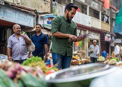 Chef Thomas Zacharias goes shopping in the vegetable market in Grant Road, Mumbai