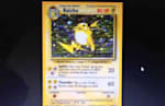 A picture of the rare pre-release Raichu Pokémon Trading Card