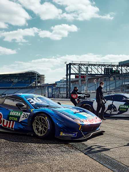Liam Lawson and Alex Albon seen during DTM Test at Hockenheimring in Hockenheim, Germany on April 8, 2021