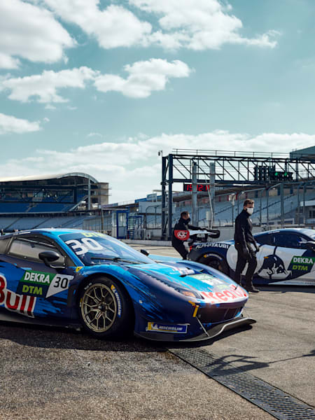 Liam Lawson and Alex Albon seen during DTM Test at Hockenheimring in Hockenheim, Germany on April 8, 2021