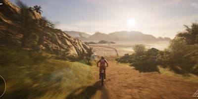 Im malerischen Sonnenuntergang suchen wir im Trails-Modus den Weg