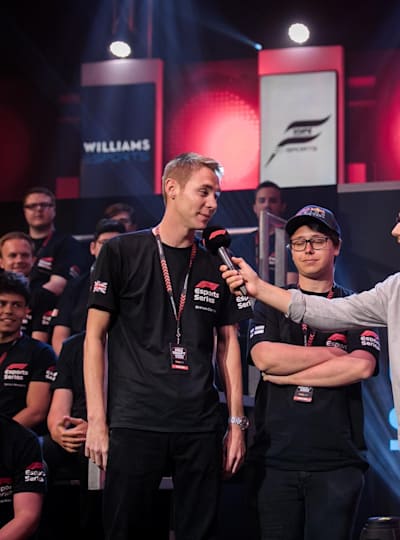 A photo of Red Bull Racing player Graham Carroll at the F1 Esports Pro Draft.
