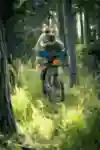 Riders cut through overgrown field and trees in Carinthia, Austria