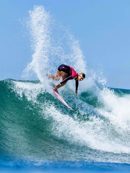 Caroline Marks surfs in the WSL Finals at Lower Trestles in California