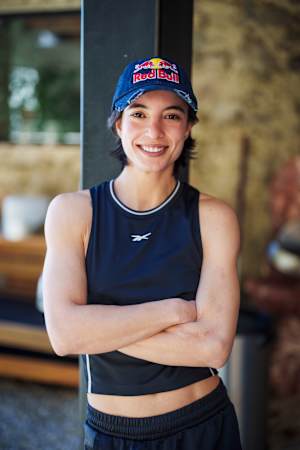 Hazal Nehir, spotted in St. Salvator, Austria, on January 23, 2025, proudly wearing a Red Bull cap under the crisp Austrian sun.