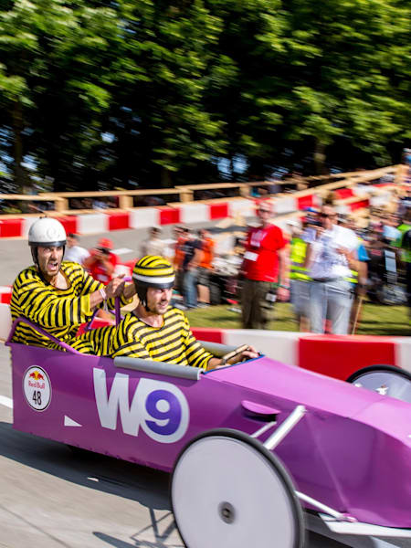 Competitors race at the Red Bull Soapbox Race