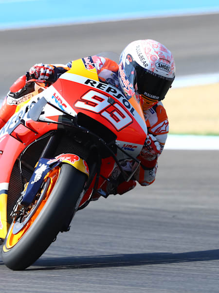 Marc Márquez performs during the MotoGP World Championship in Jerez, Spain on July 18, 2020.
