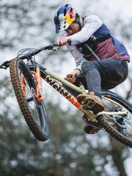Slopestyle MTBer Matt Jones performs on the Marin San Quentin hardtail.