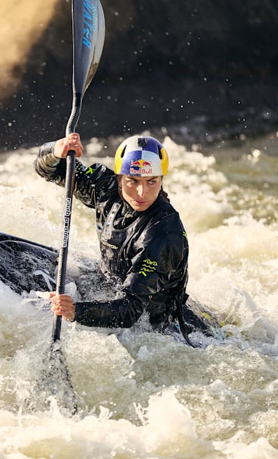 Jessica Fox performs during a training session at Penrith Whitewater Stadium in Sydney, Australia on August 4, 2023.
