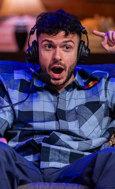Tarik 'tarik' Çelik commentates on proceedings at the Tarik x Ludwig Invitational 2 event in Los Angeles, CA, USA on January 13, 2024.