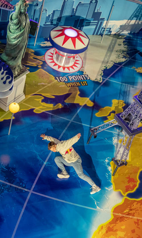 Pavel Petkuns performing on the Human Pinball