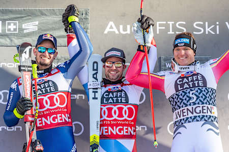 Beat Feuz, Dominik Paris, Thomas Dressen lors de la Coupe du monde à Wengen