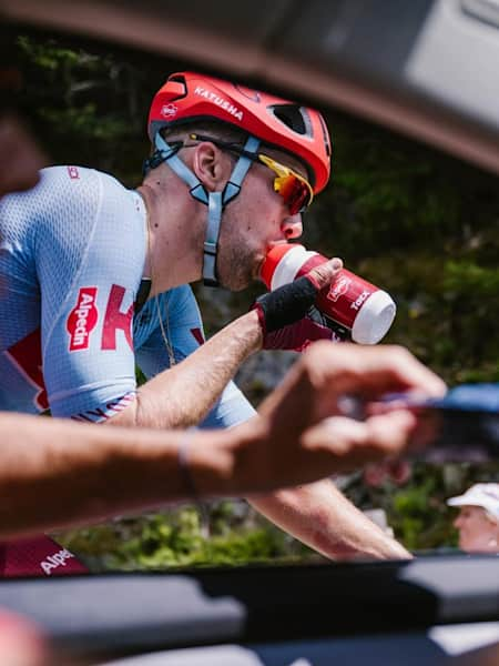 Team Katusha-Alpecin refuelling during Tour de France