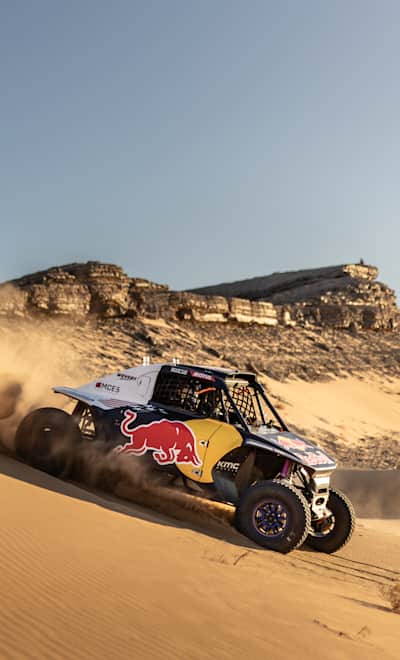 Mitch Guthrie Jr. of Red Bull Off-Road Junior Team USA performs during Testing for Dakar 2024 in Merzouga, Morocco on October 9, 2023.
