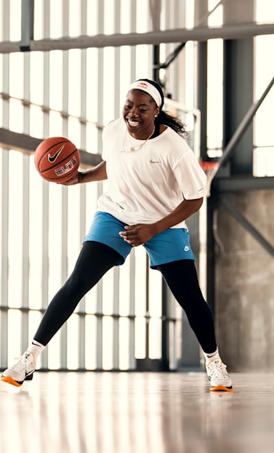 Arike Ogunbowale plays basketball at Singing Hills Recreation Center in Dallas, TX USA on 8 August, 2021.