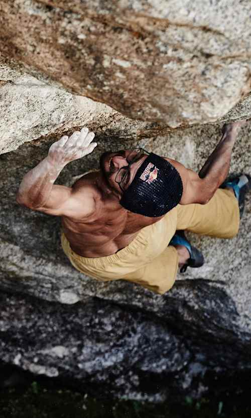 Bernd Zangerl climbs in Rakchham, Himalaya, India, on October 22, 2021.