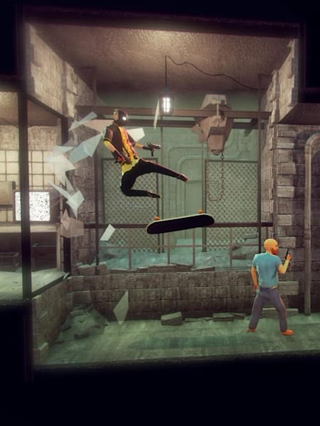 A screenshot from the indie game, My Friend Pedro.