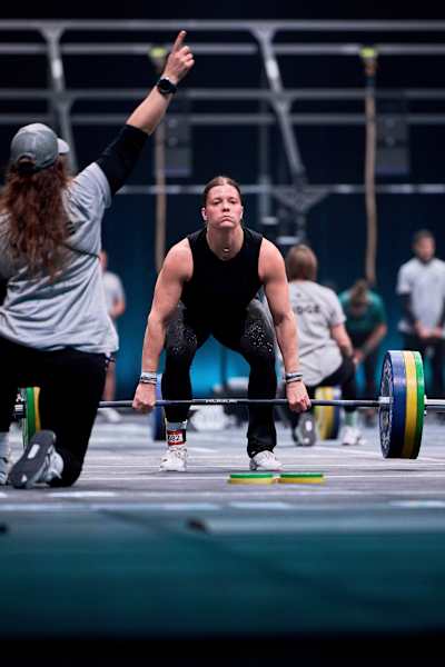 Laura Horváth prepares to lift during the World Fitness Project Finals 2025 in Copenhagen, Denmark.