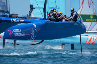 USA SailGP Team helmed by Jimmy Spithill competing on Race Day 2 of Bermuda SailGP in Bermuda on May 15 2022. 