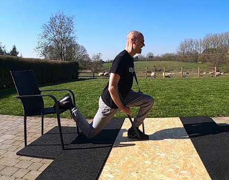 Rear foot elevated split squat bodyweight exercise