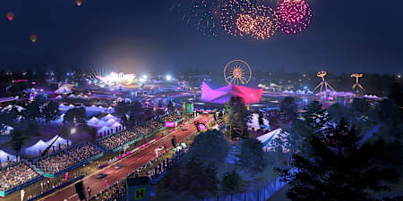 A screenshot from Forza Horizon 6 shows the Horizon Festival. 