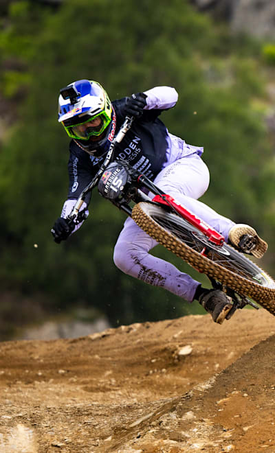 Brook Macdonald riding at Red Bull Hardline in Dinas Mawddwy, United Kingdom on June 1, 2024.