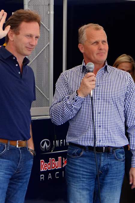 Johnny Herbert y Christian Horner, f1.
