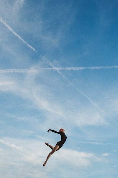 Daniela Neugebauer, shot while jumping from stairs in Paris, France by photographer Little Shao.