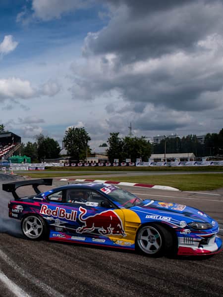 Conor Shanahan (IRL) in action during Drift Masters European Championship in Riga, Latvia on August 14, 2020