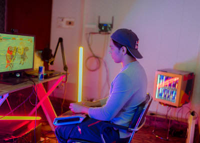 Arslan Ash seen playing Tekken at his apartment in Lahore on March 15, 2021.