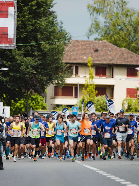 Participants at the Wings for Life World Run in Zug, Switzerland on May 8, 2022.  