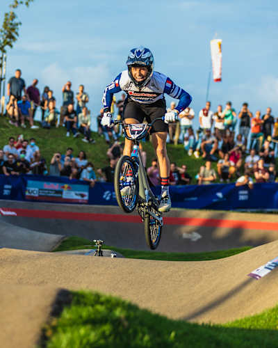 Eddy Clerte jumps at the Lisbon Pump Track World Champs.
