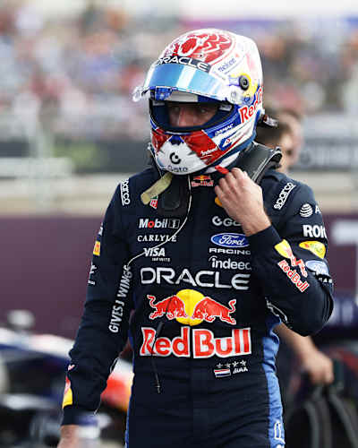 Max Verstappen walks in parc ferme during qualifying ahead of the F1 Grand Prix of Great Britain at Silverstone Circuit in 2026.