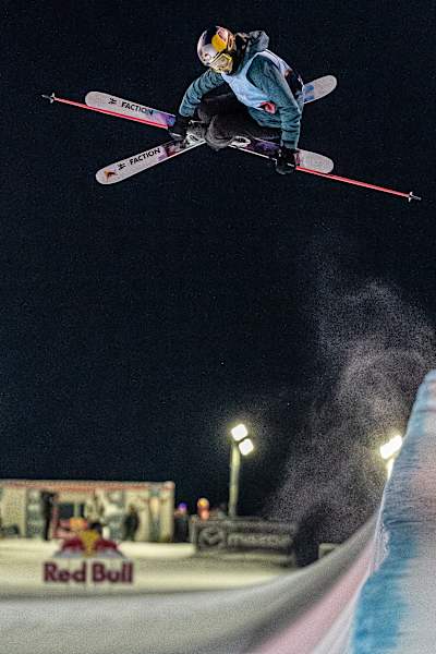 Eileen Gu competes at the Calgary Snow Rodeo World Cup in Calgary, Alberta, Canada on February 14, 2020.