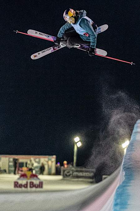 Eileen Gu competes at the Calgary Snow Rodeo World Cup in Calgary, Alberta, Canada on February 14, 2020.