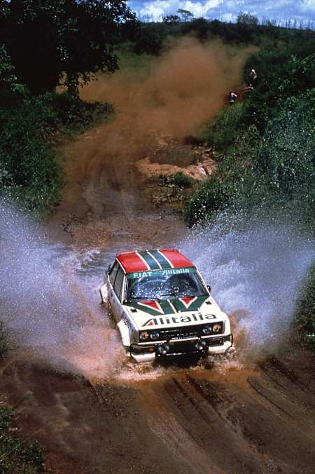 Walter Röhrl, test con el Fiat 131 Abarth, WRC.