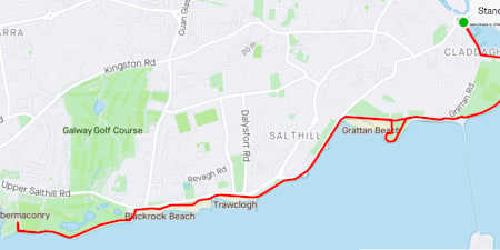 A coastal running route in Galway, Ireland