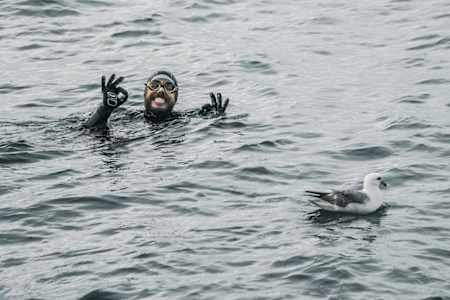 Ross Edgley Swimming around Isle of Man, July 2018.