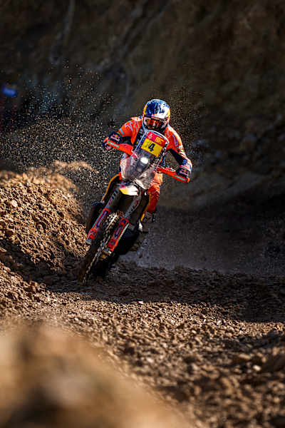 Daniel Sanders pushes through the rough terrain at the Red Bull Erzbergrodeo 2025 in Eisenerz, Austria, showcasing his daring skills and the relentless spirit of Red Bull's extreme enduro challenge.